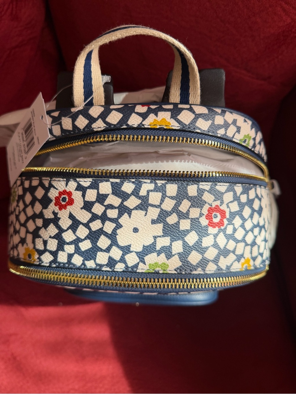 Coach Navy Floral Mosaic Mini Backpack - Picture 6 of 6